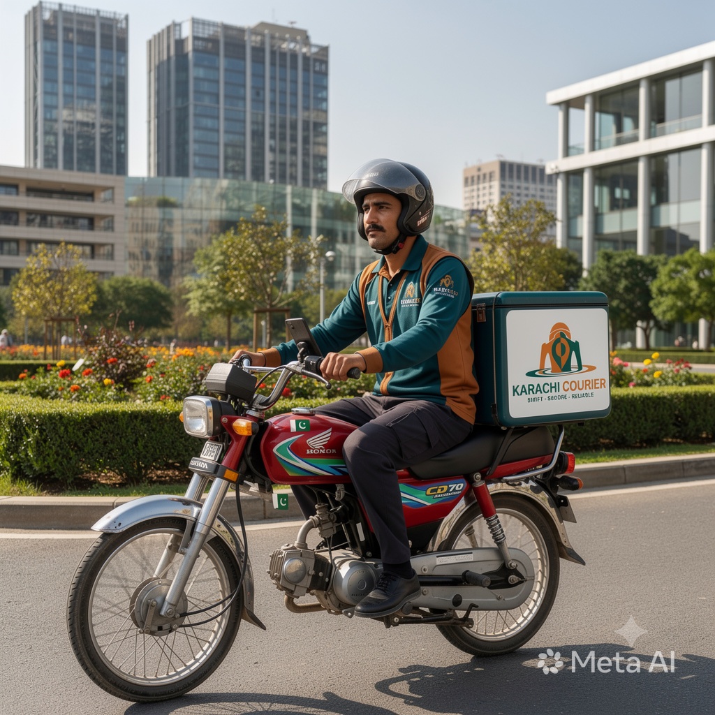 Karachi Courier rider on the road